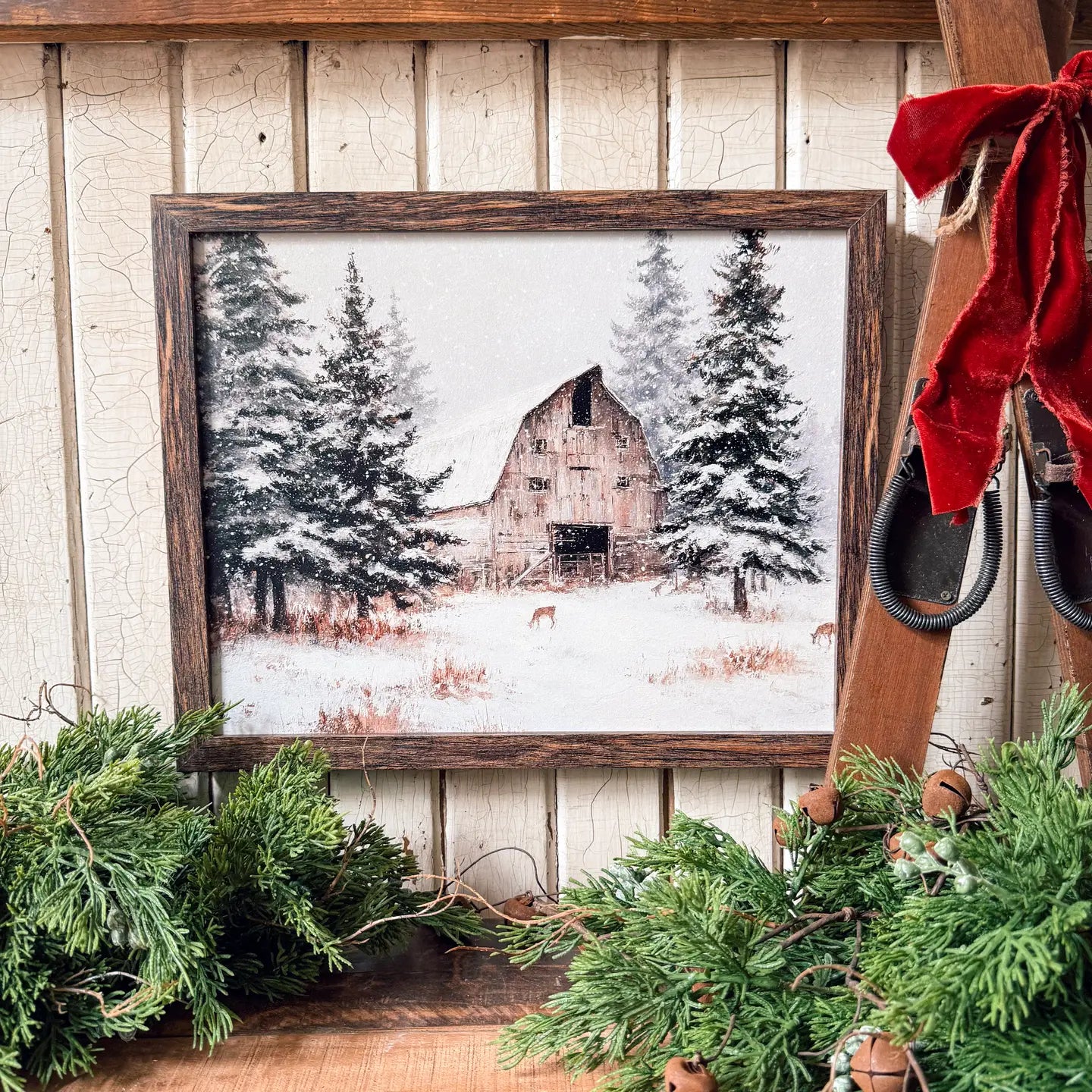 Natural Wood Barn in Winter Wood Sign