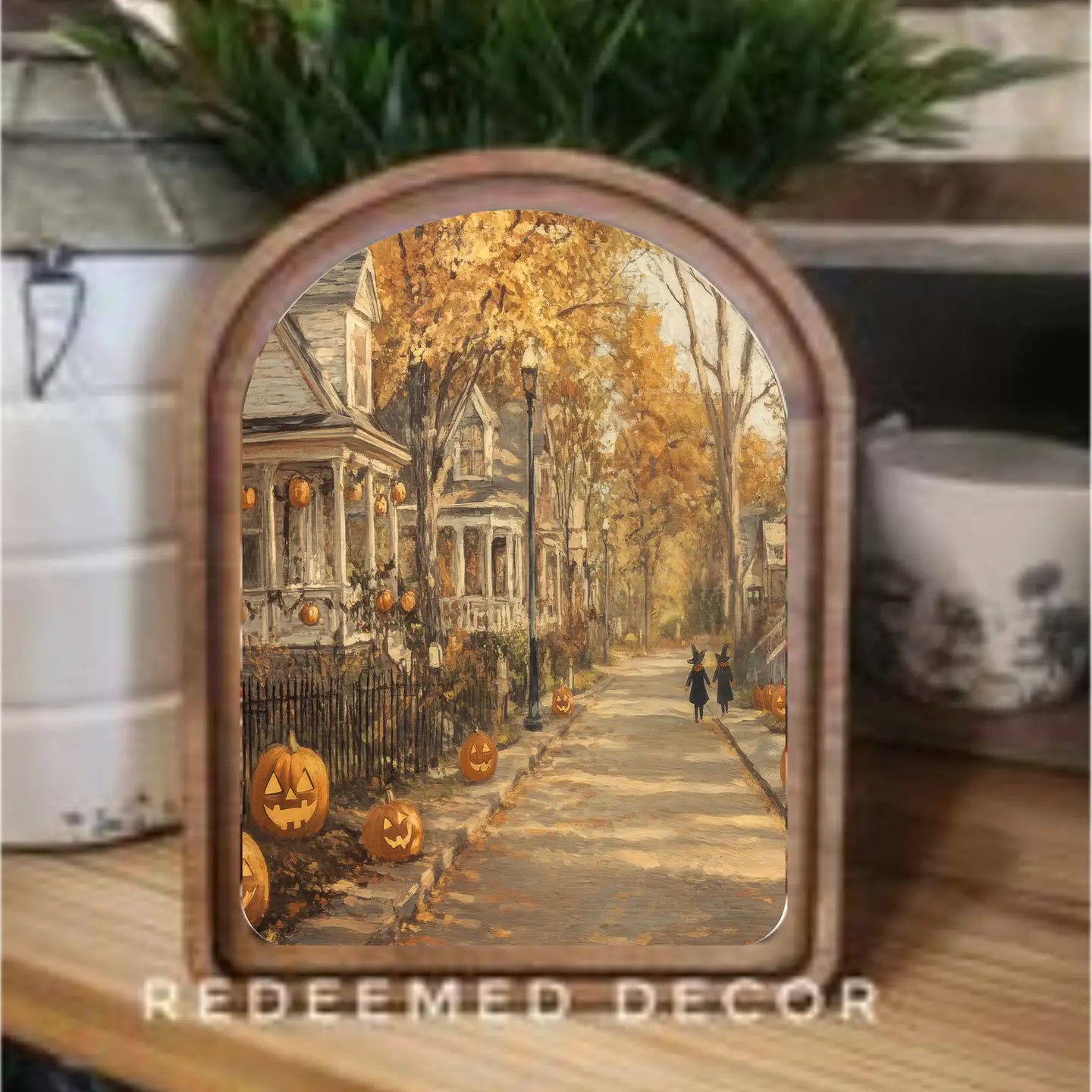 Fall/Halloween Arch Top Framed Art