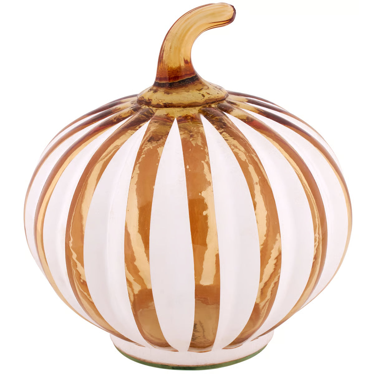 Glass Amber Stripe Pumpkin
