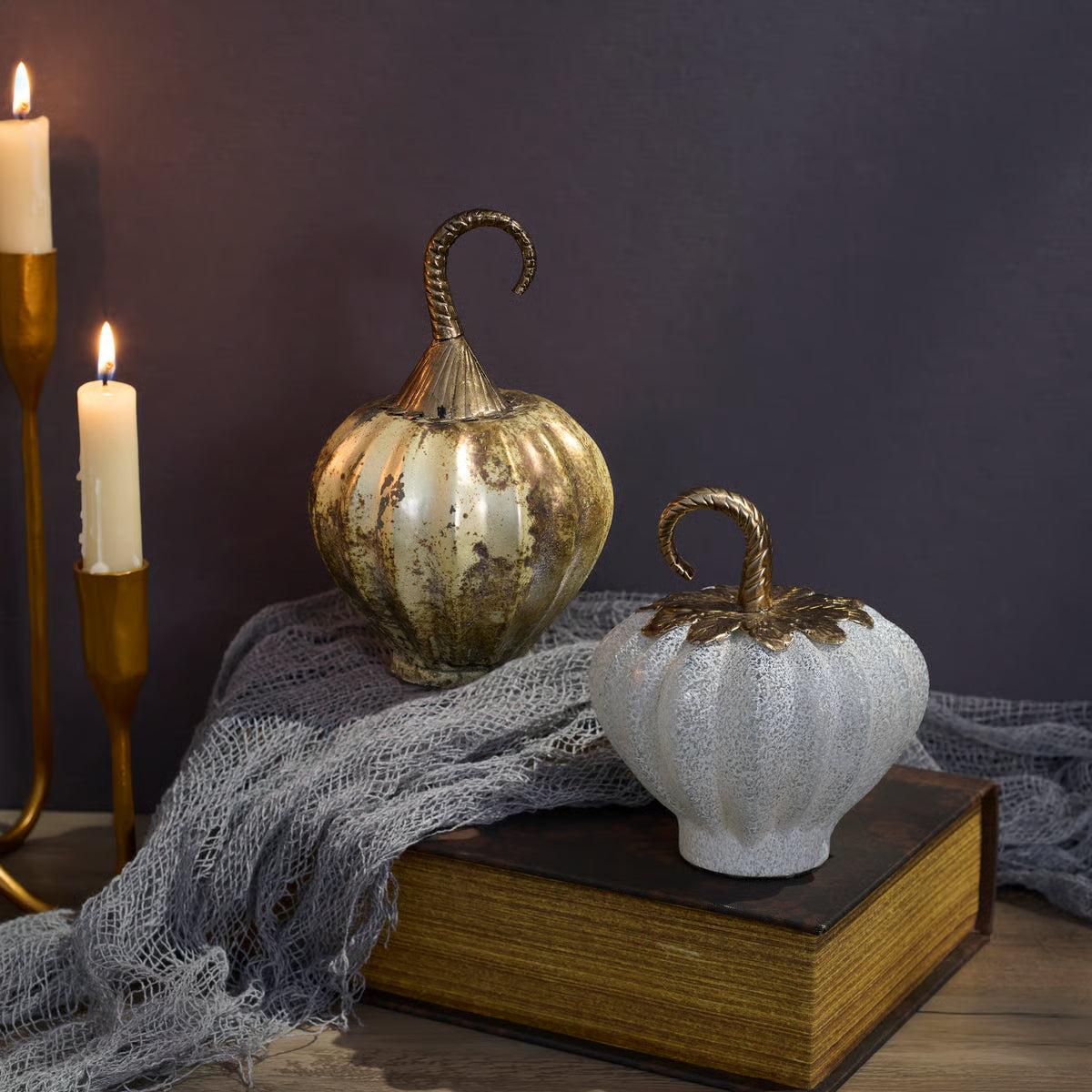 Glass Rustic Metallic Pumpkin