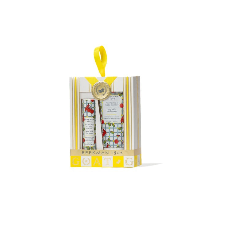 Pistachio and Dark Cherry Hand Cream and Lip Balm