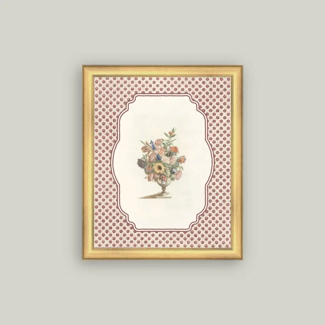 Vase of Flowers Framed Antique Art