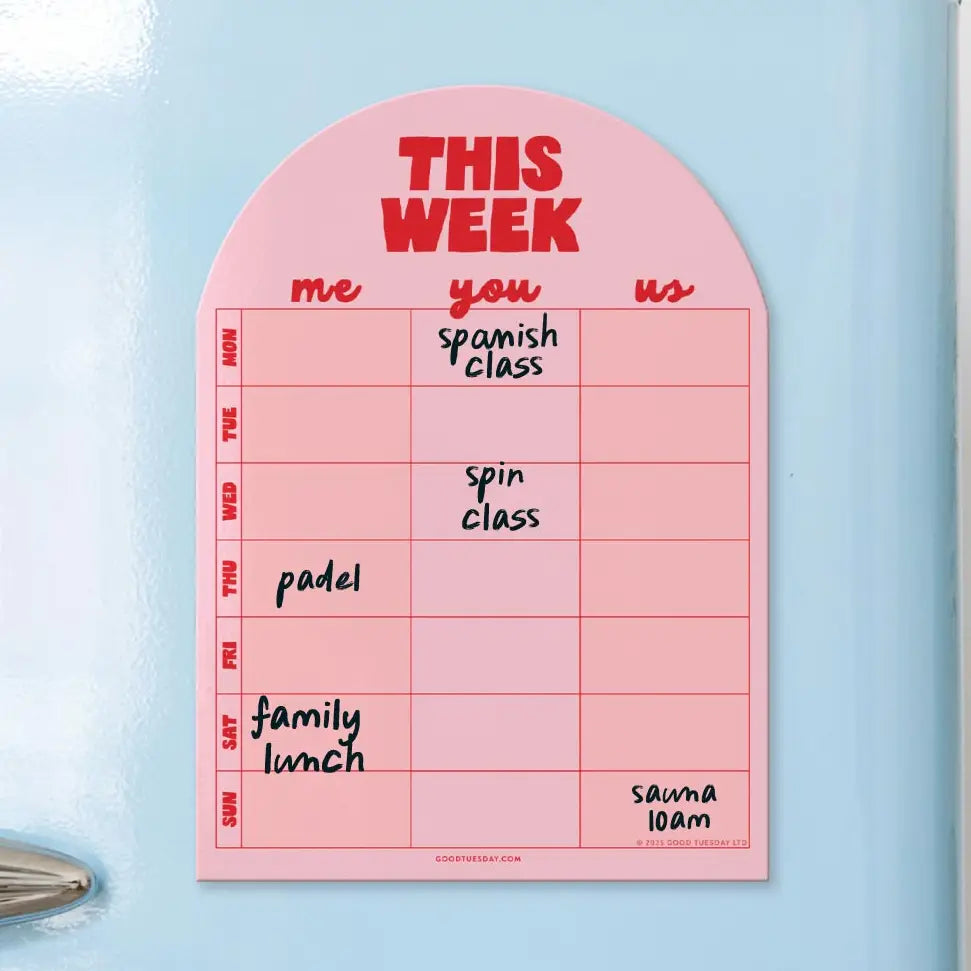 Magnetic Pink & Red Weekly Planner