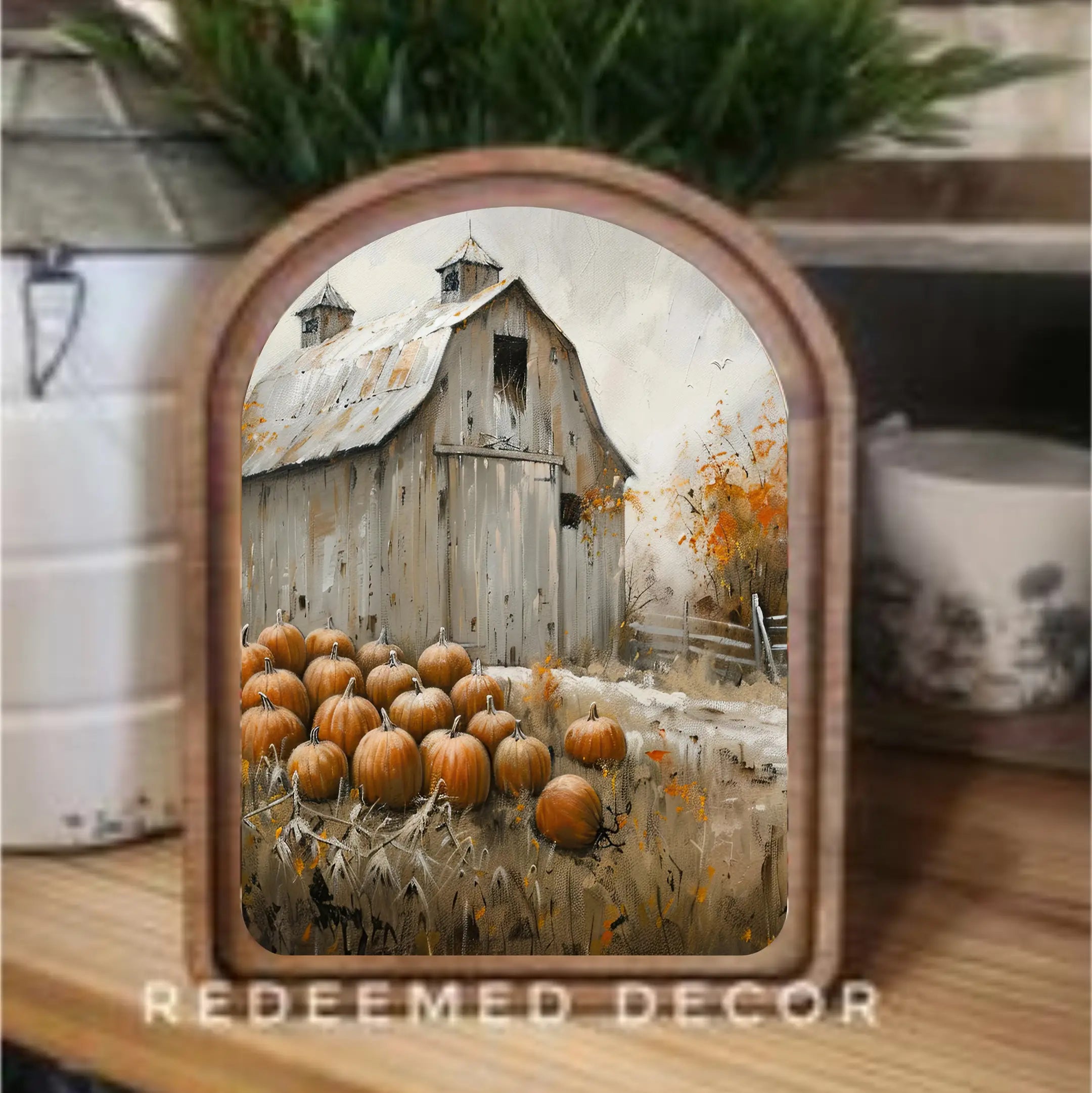 Fall/Halloween Arch Top Framed Art