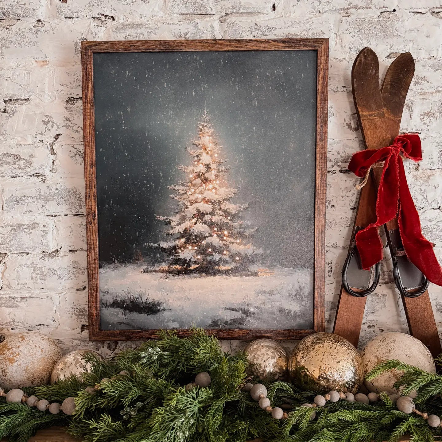 Moody Vintage Lit Up Christmas Tree