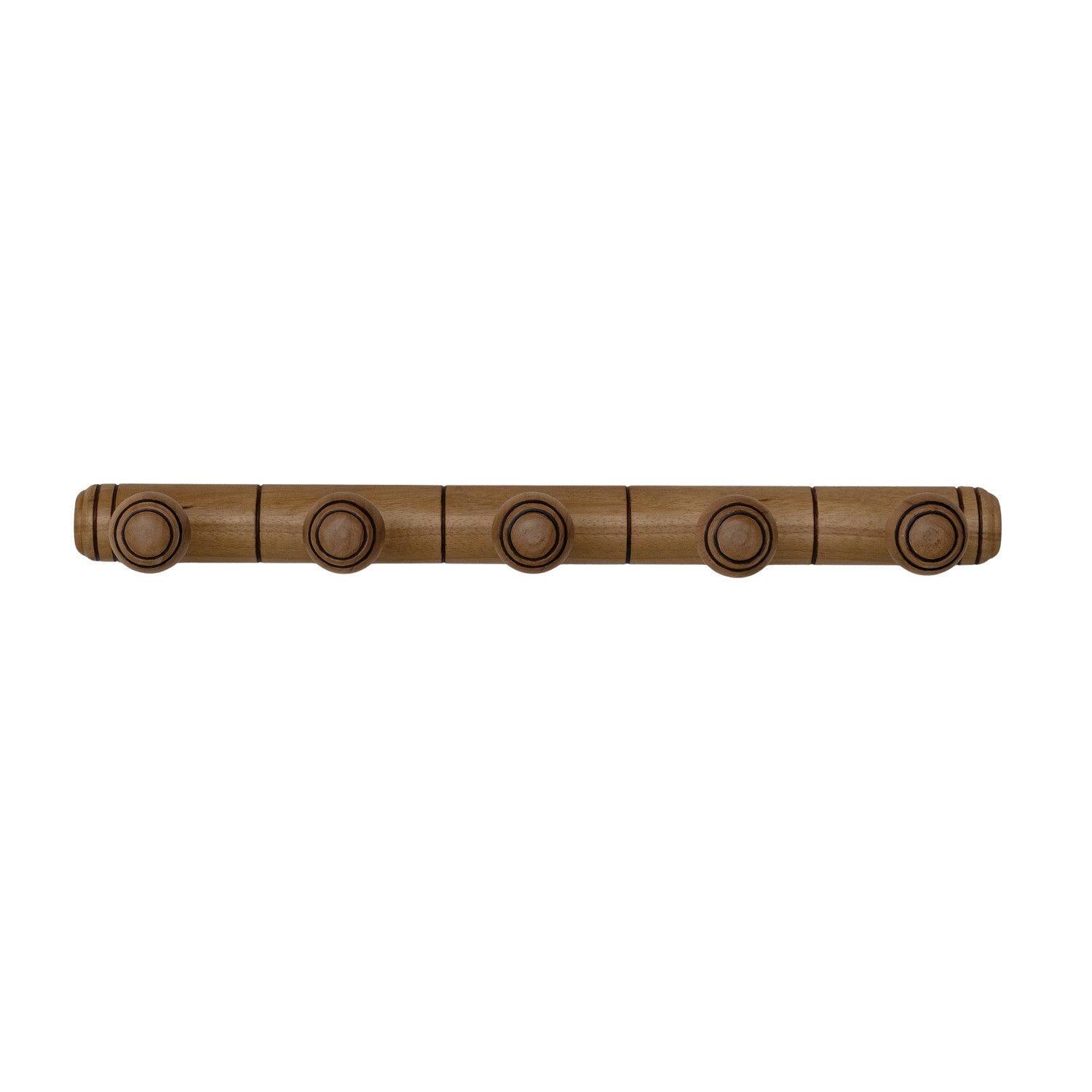 Carved Rubberwood Vintage Reproduction Wall Hook with 5 Hooks