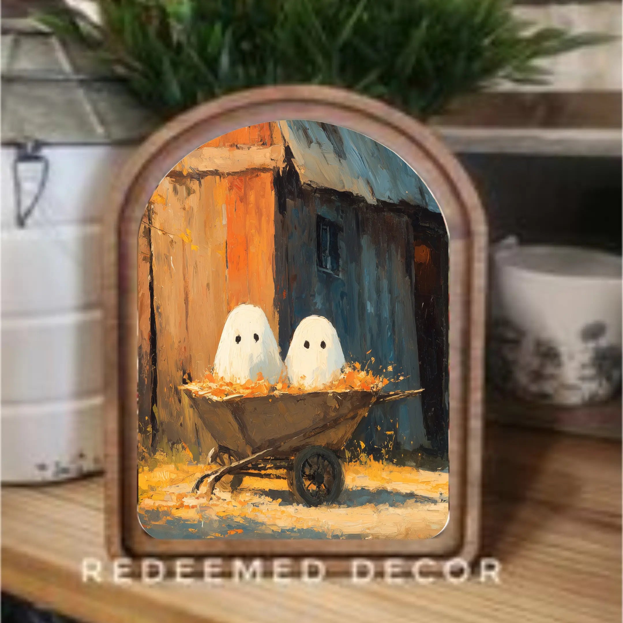 Fall/Halloween Arch Top Framed Art