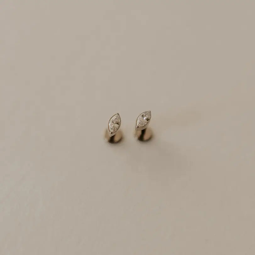 Zoe Marquise Diamond Flat Back Studs