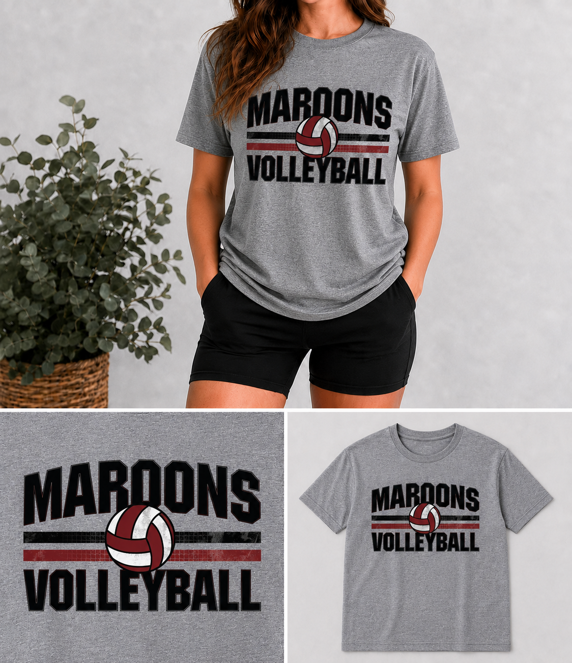 DC Maroons Volleyball Black Block Letter Top