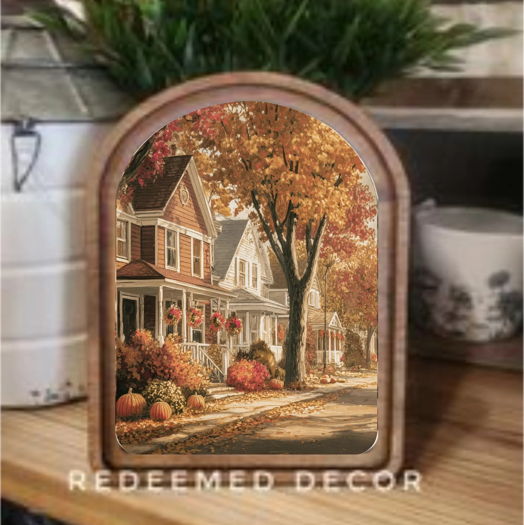 Fall/Halloween Arch Top Framed Art