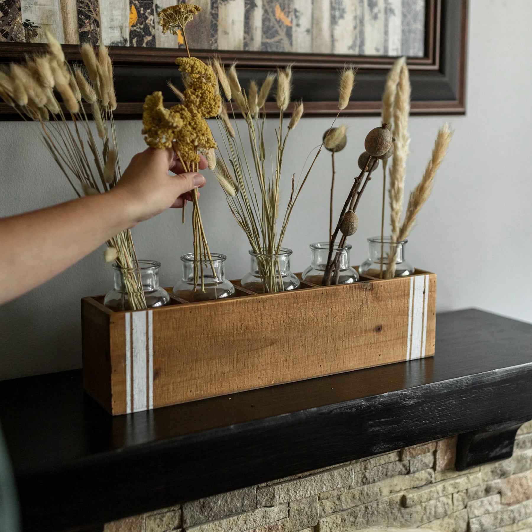 Ticking Stripe 5 Glass Bud Vase Holder