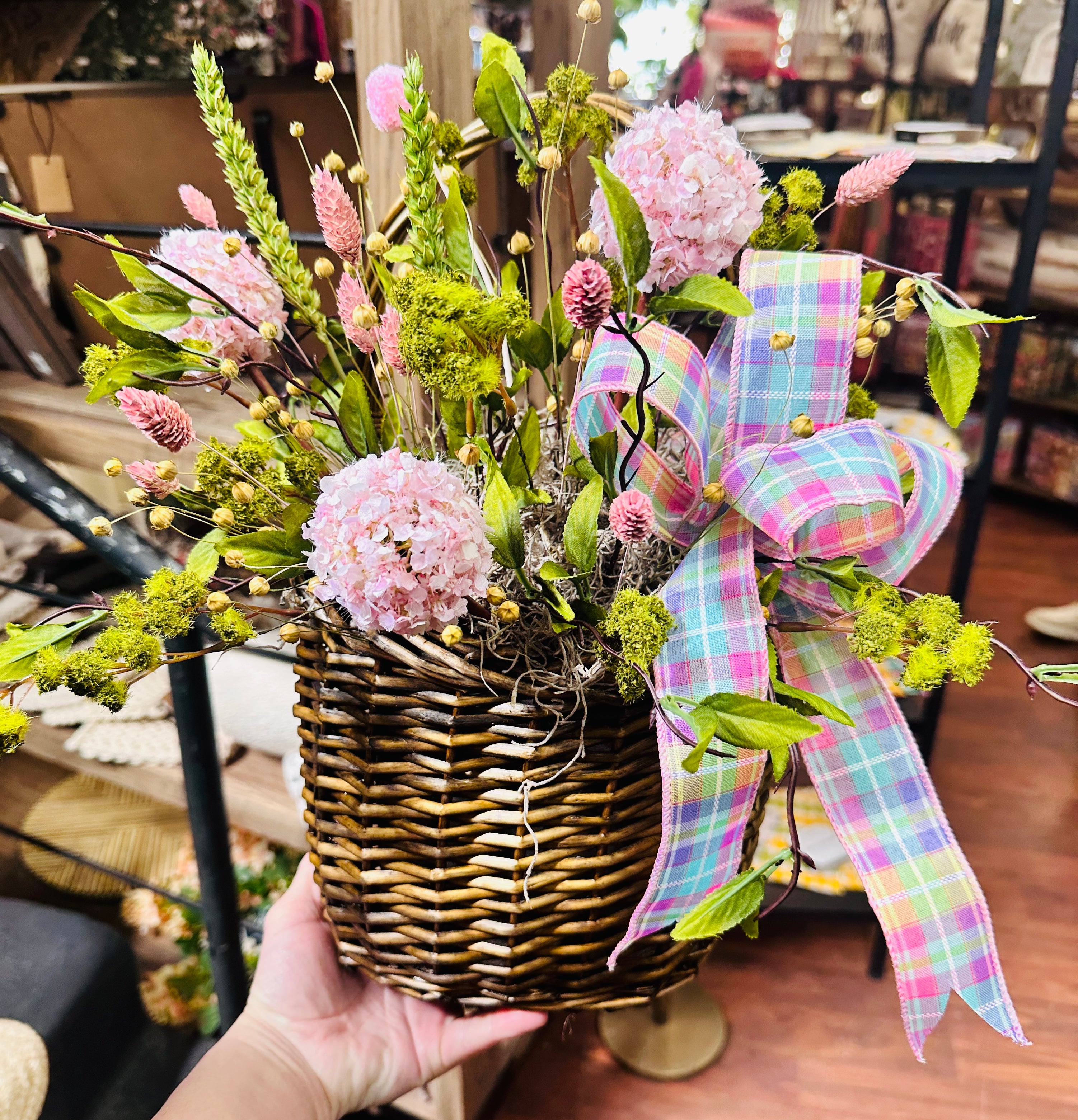 Pink Allium Door Basket