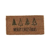 Natural Coir Doormat with Christmas Trees "Merry Christmas"