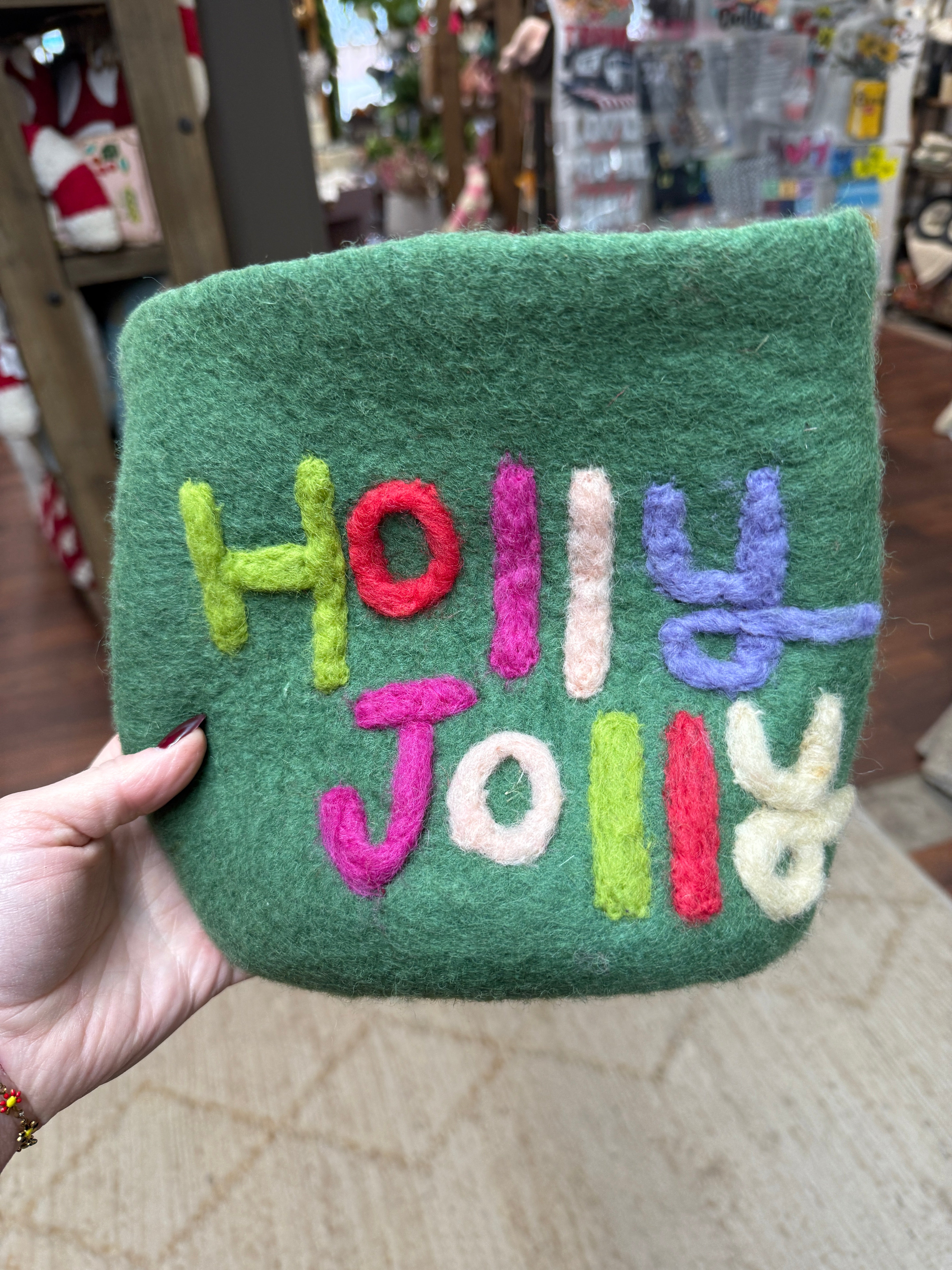 Felt Holly Jolly Pot Cover
