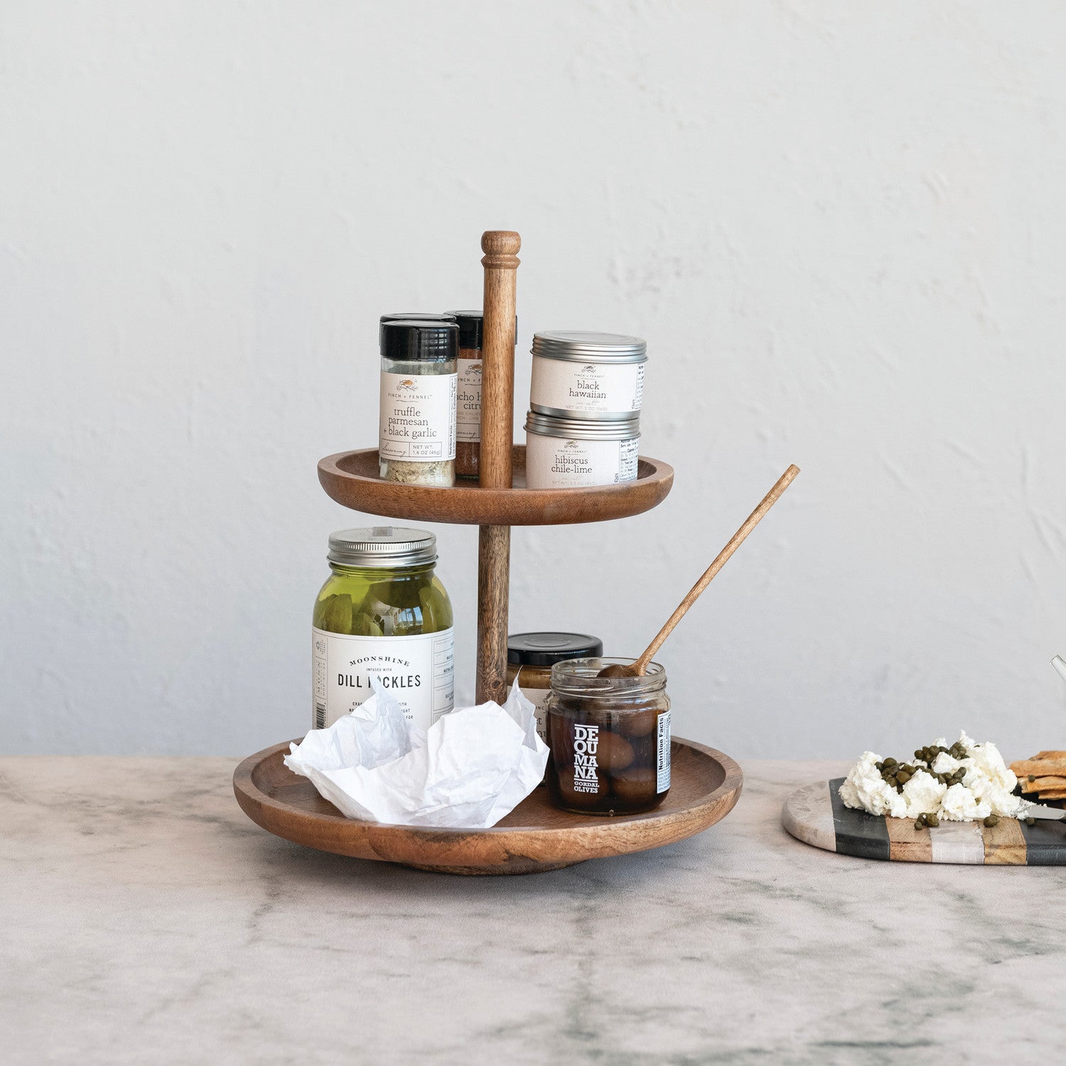 Mango Wood 2 Tiered Tray