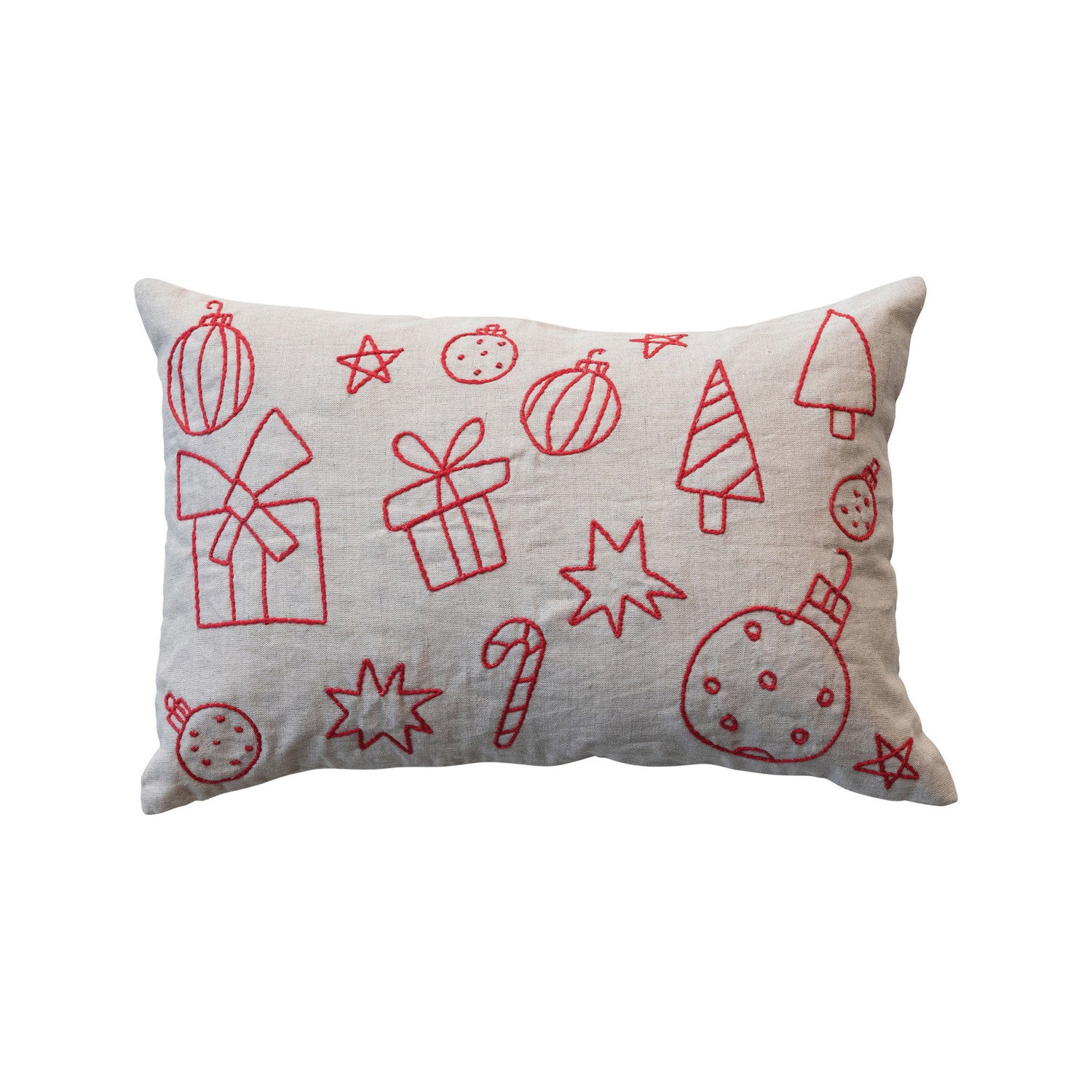 Embroidered Holiday Icons Pillow