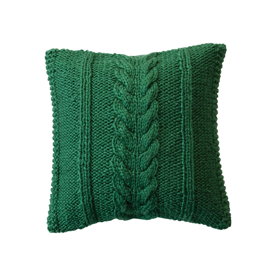 Green Cable Knit Pillow