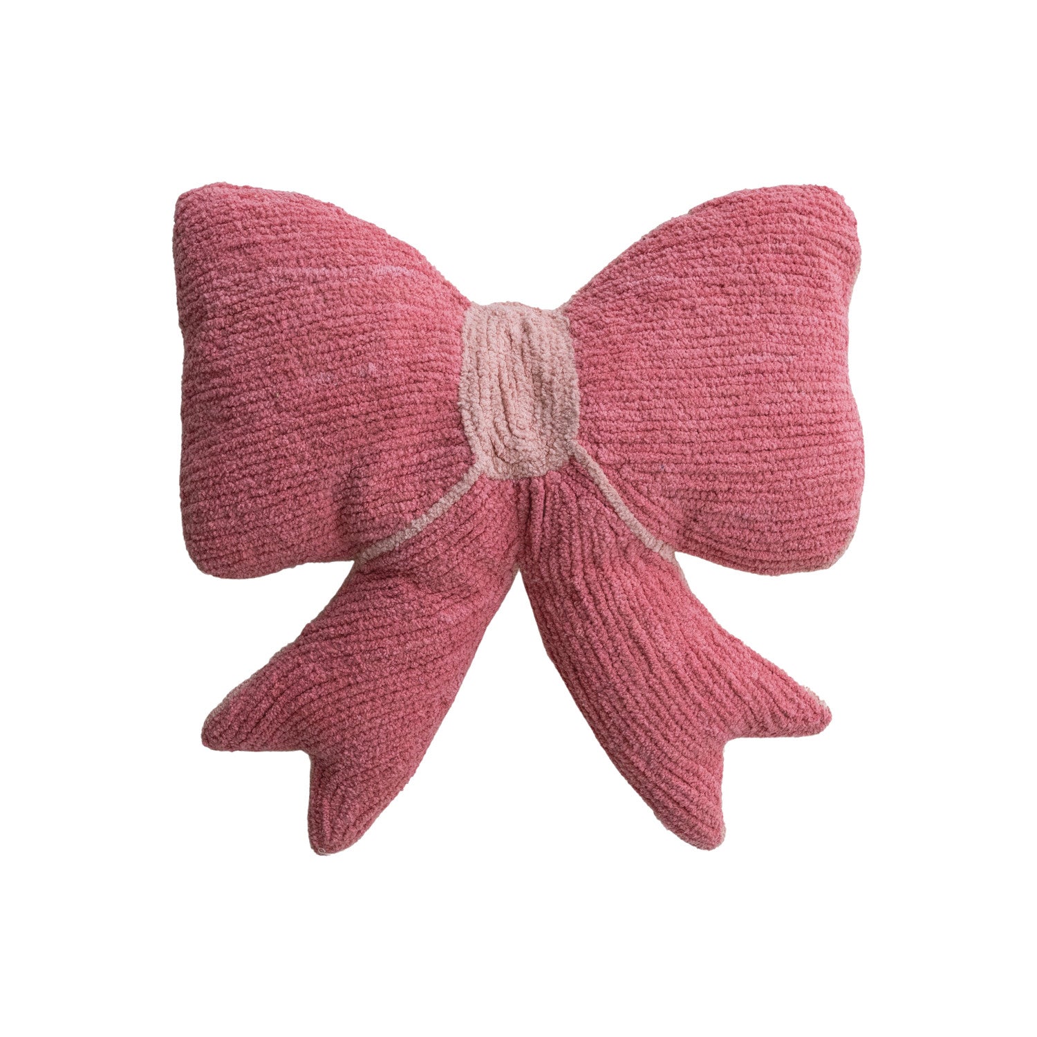Woven Cotton Chenille Bow Shaped Pillow with Cotton Back