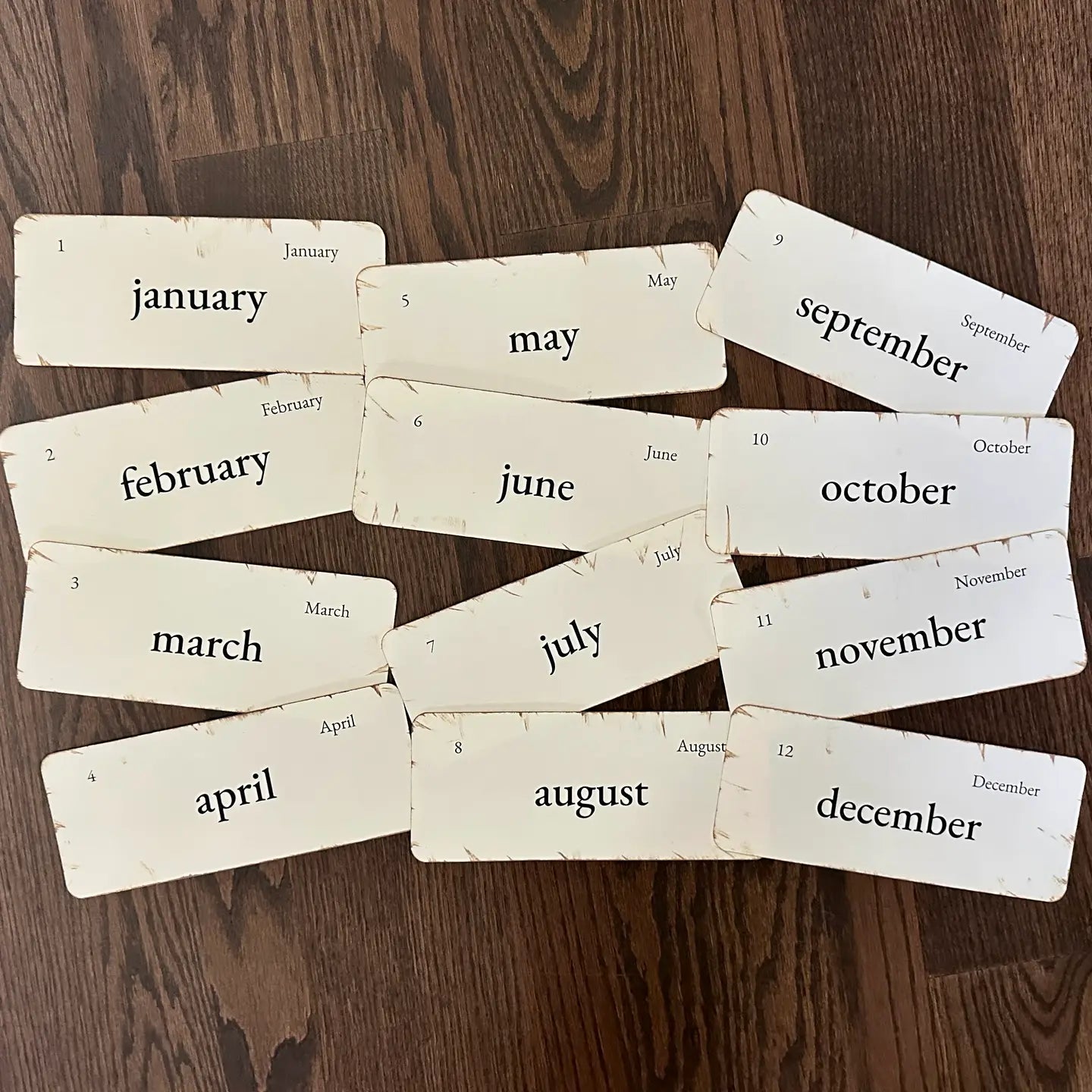 Handmade Vintage Inspired Months Flashcards