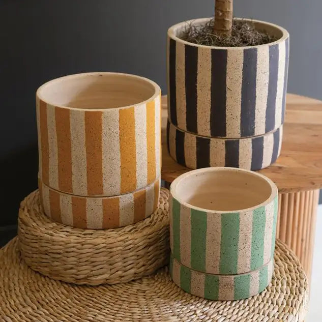 Clay Striped Planters