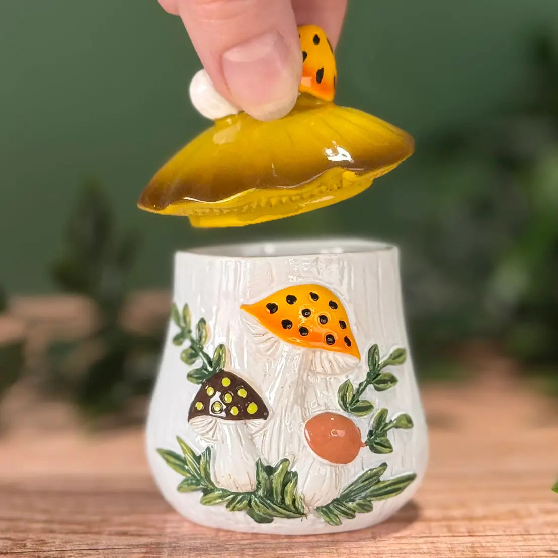 Merry Mushrooms-Inspired 70s Hand-Painted Trinket Box