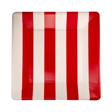 Red and Pink Striped Paper Plate