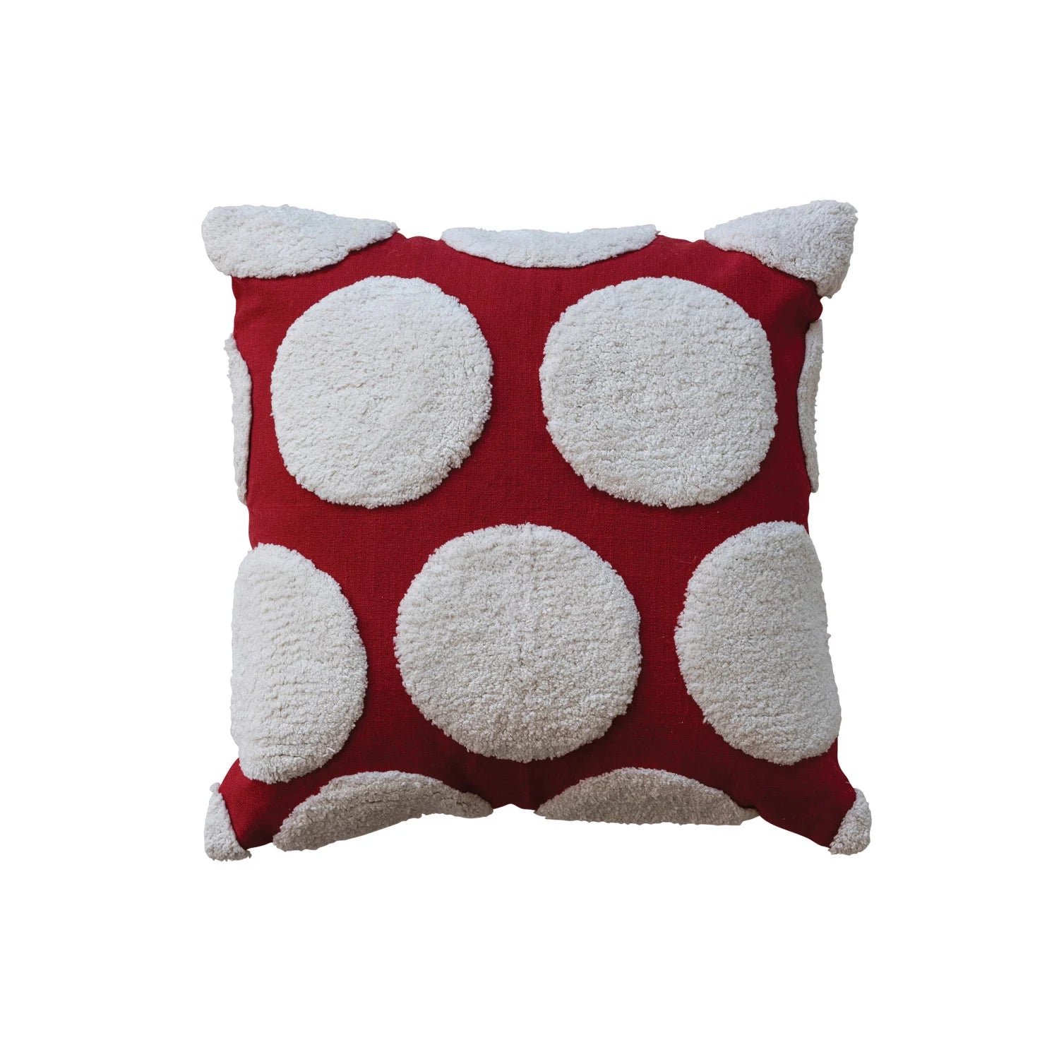 Red Pillow Tufted Dots