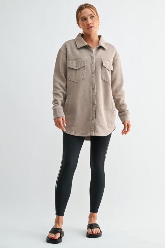 Snap on Shacket with Pockets