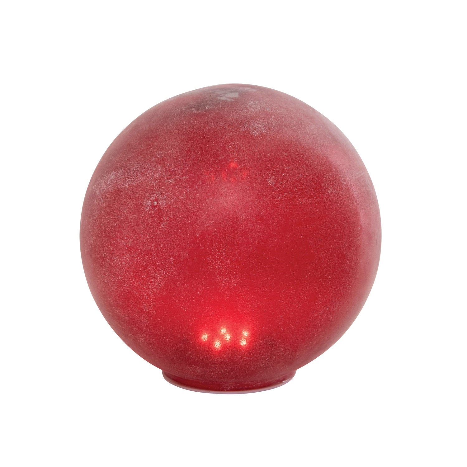 8" Round Frosted Glass Globe with LED Light, Red