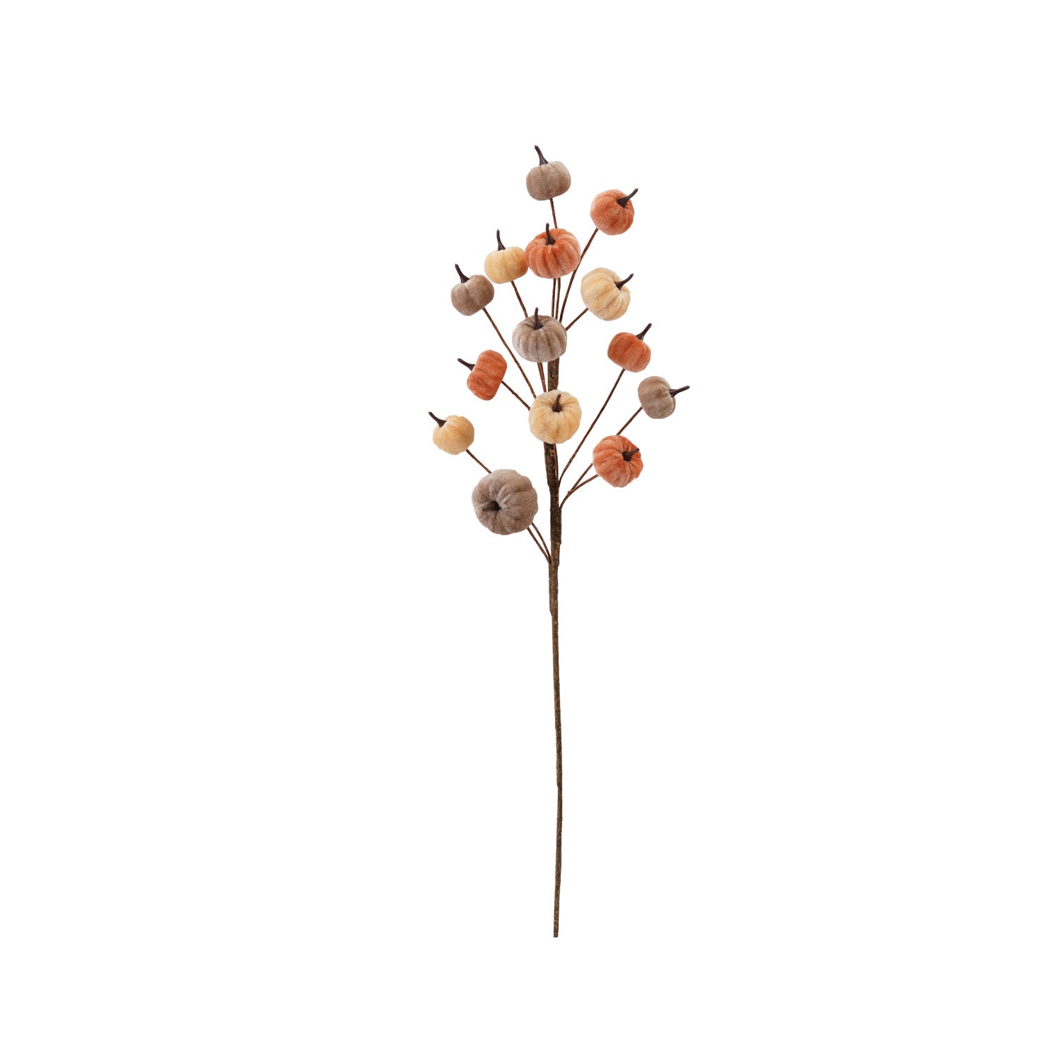 Foam & Velvet Pumpkin Stem, Tan, Orange & Cream Color