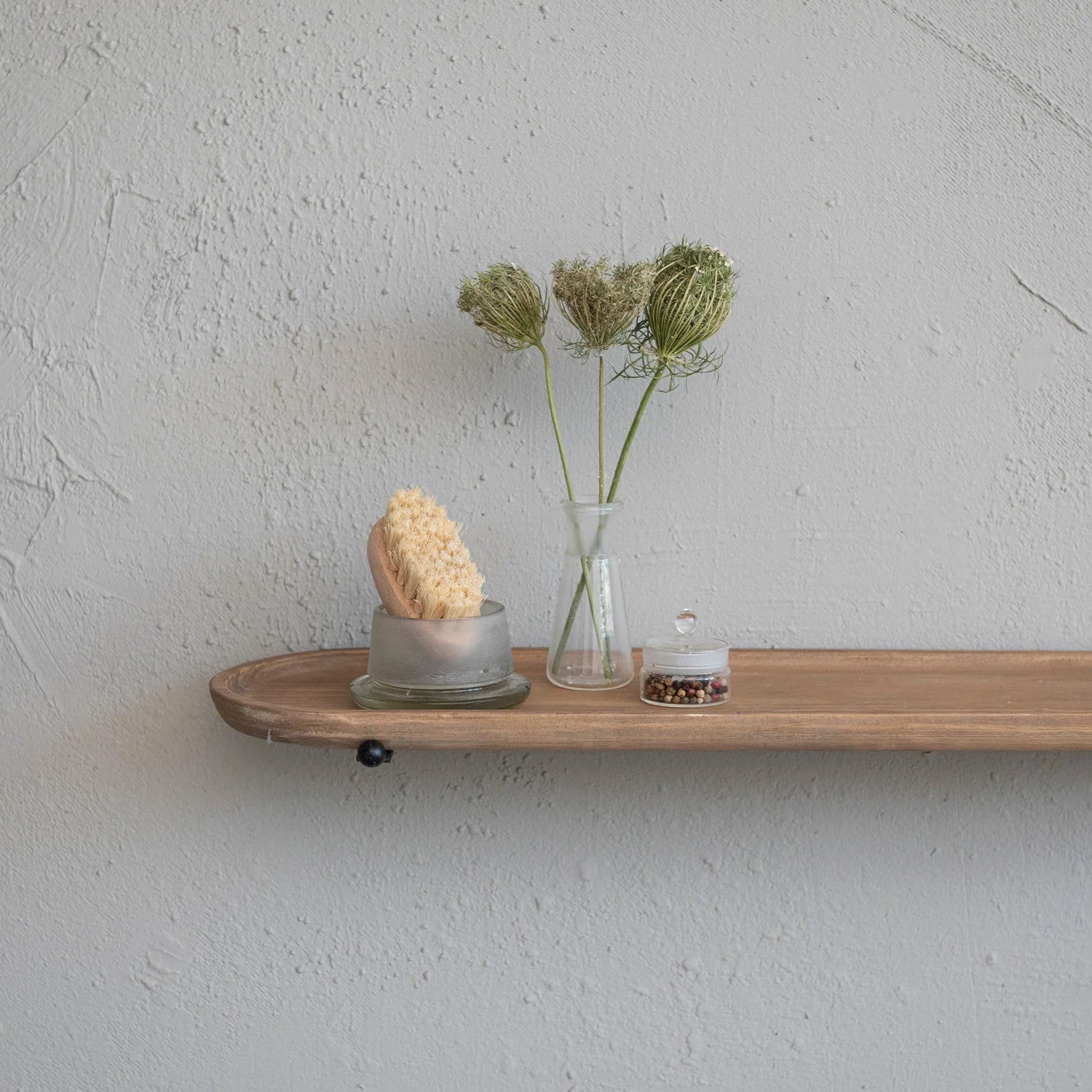 Pine Wood & Metal Wall Shelf