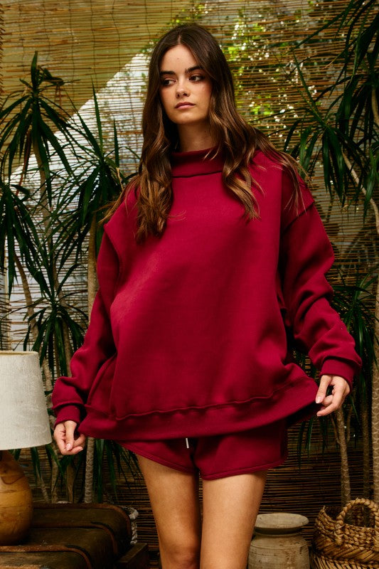 Solid Mock Neck Sweatshirt
