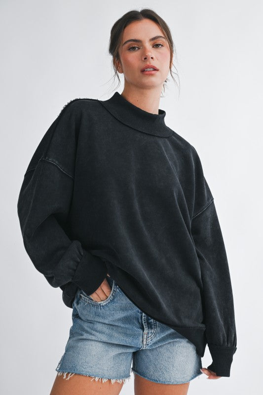 Solid Mock Neck Sweatshirt