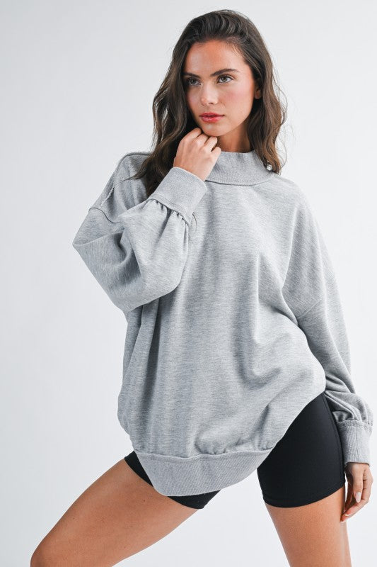 Solid Mock Neck Sweatshirt