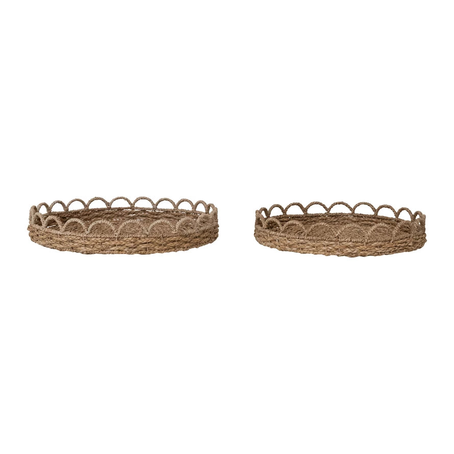 Decorative Woven Seagrass Scalloped Trays