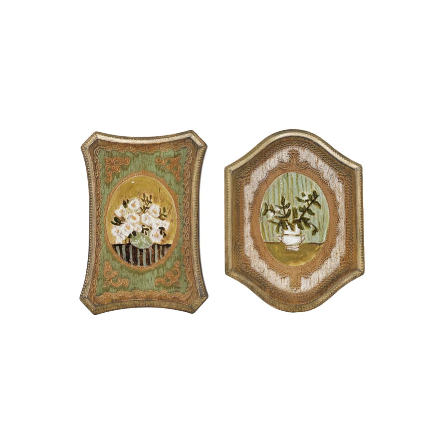 MDF Wall Décor w/ Flowers in Vase