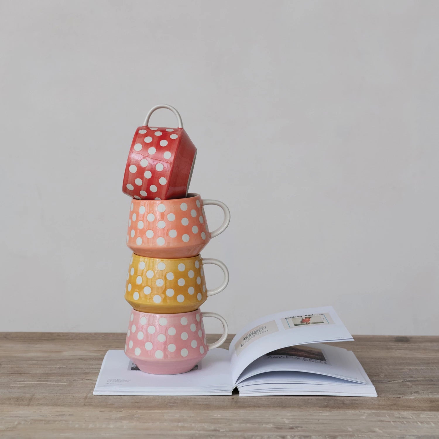 14 oz. Hand-Painted Stoneware Mug w/ Wax Relief Dots