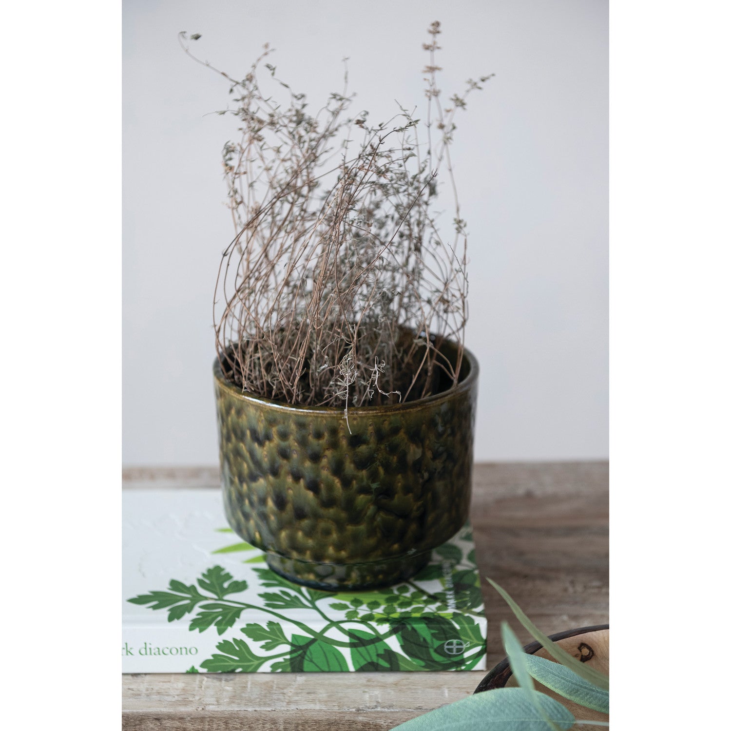 Stoneware Footed Planter Green