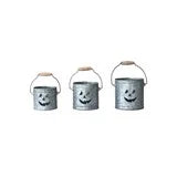 Buckets/Lanterns with Cut-Out Jack-O-Lantern Faces