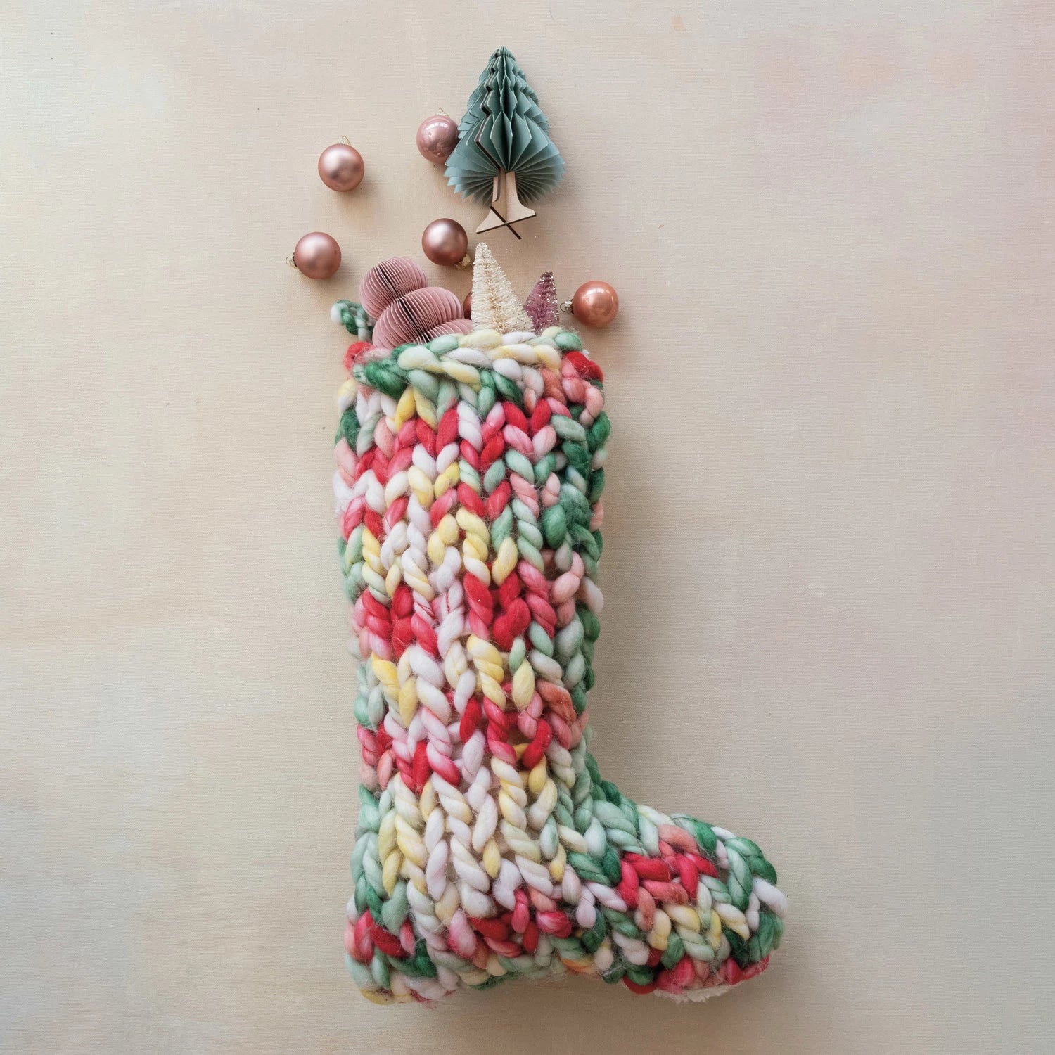 Hand-Woven Acrylic Knit Stocking w/ Sherpa Back