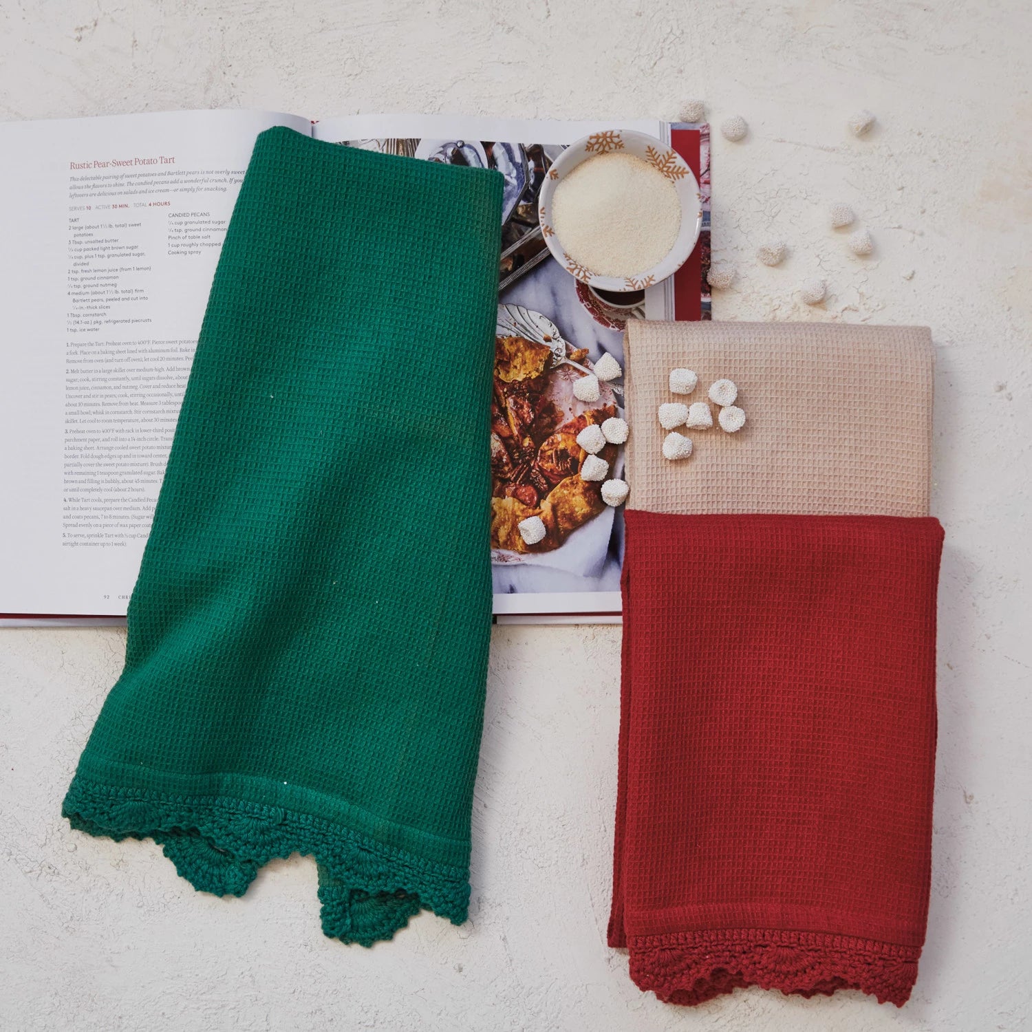 Hand-Woven Cotton Waffle Tea Towels