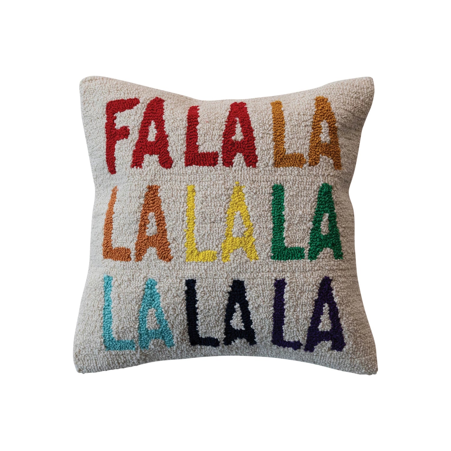 Square Cotton Tufted Pillow "FALALALALALALALALA"