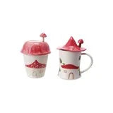 Stoneware Mug with Mushroom Shaped Lid