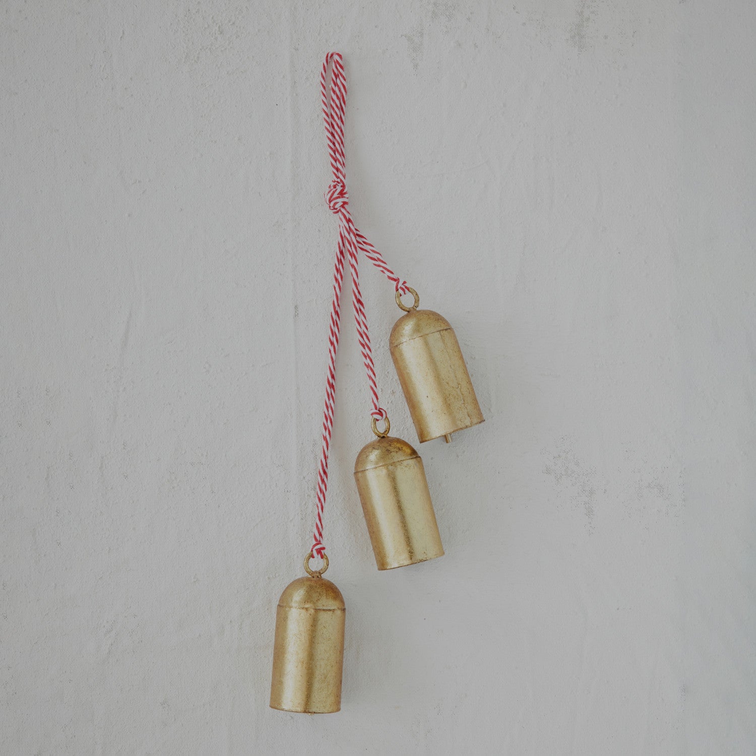 Hanging Metal Bells with Red & White Cord