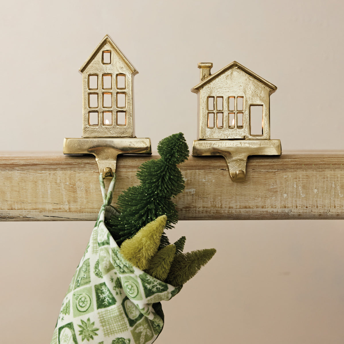 Cast Aluminum House Shaped Tealight Stocking Holder