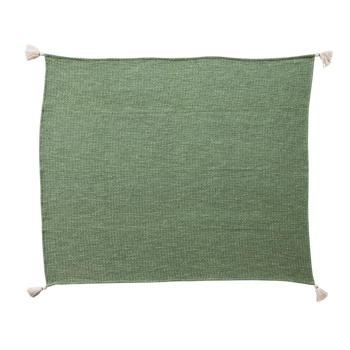 Stonewashed Woven Cotton Blend Slub Throw with Tassels
