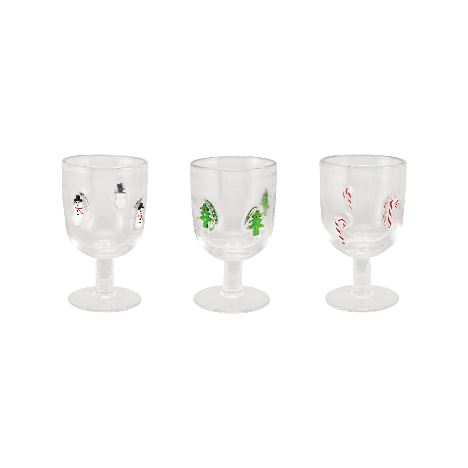 Stemmed Wine Glass with Embedded Holiday Icons