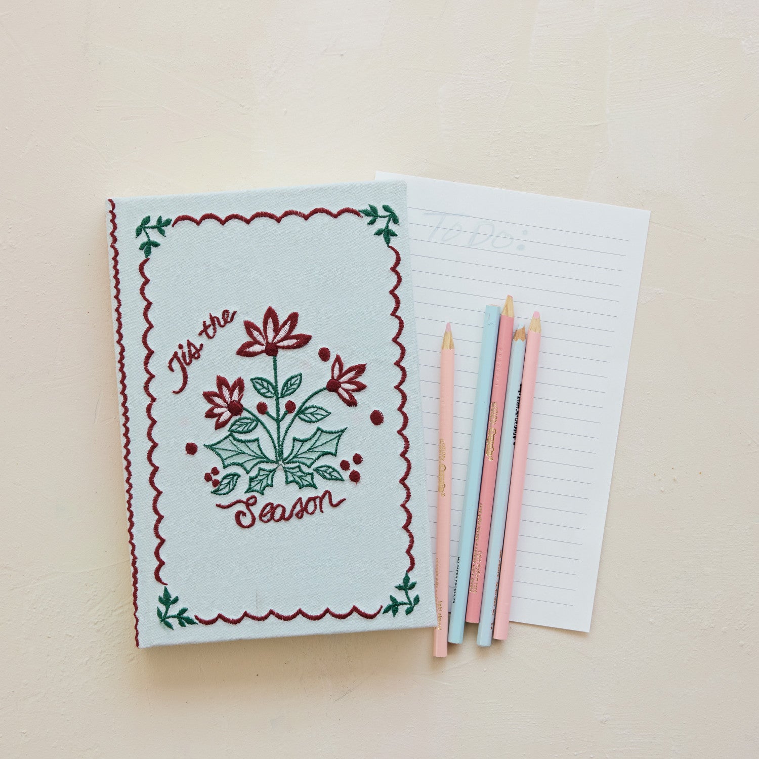 Handmade Paper & Embroidered Fabric Bound Notebook