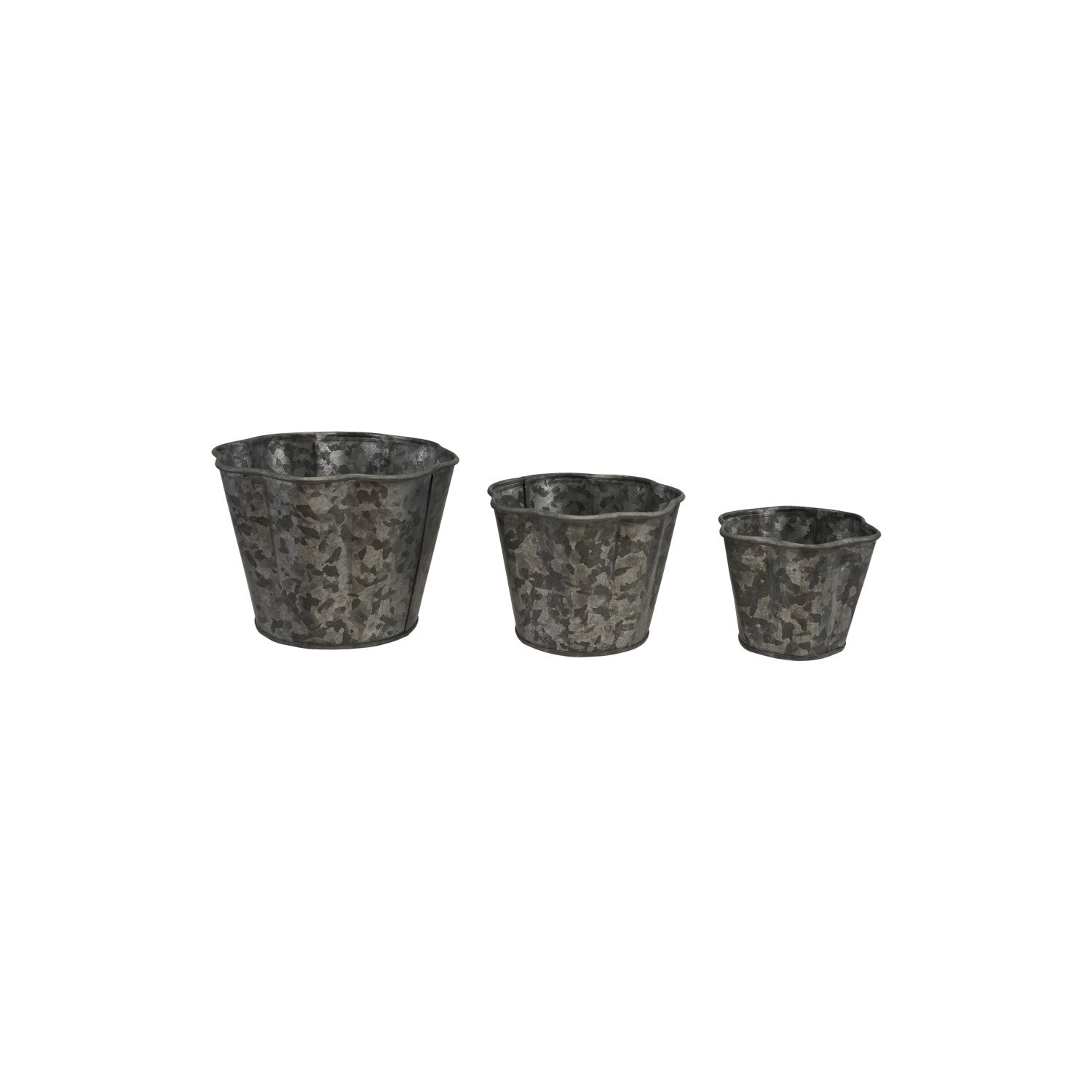 Small Galvanized Metal Scalloped Planters