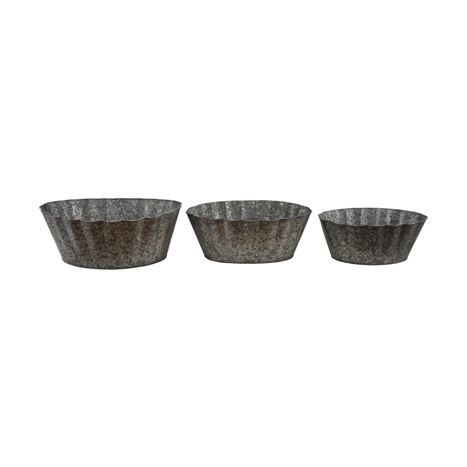Galvanized Metal Scalloped Planters